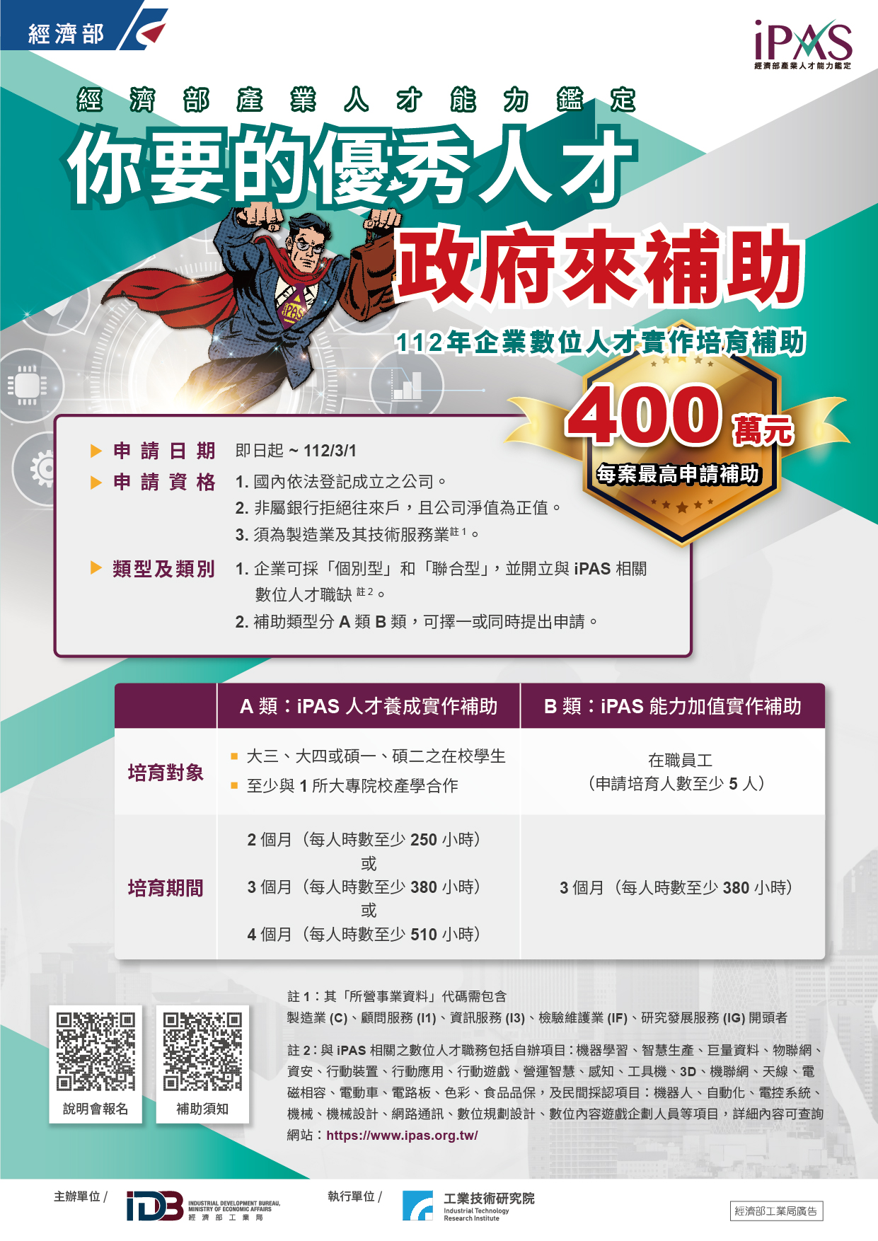 112年iPAS企業培訓補助